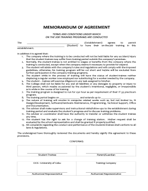 On-the-Job Training Agreement