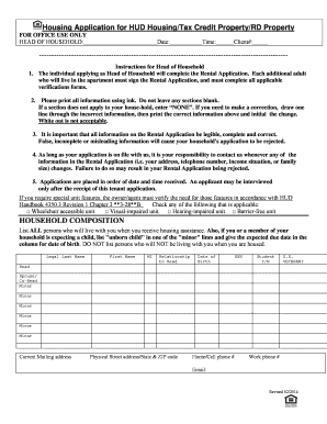HUD Housing Application Form