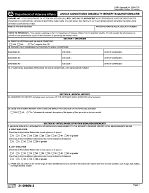 Ankle Conditions Disability Benefits Questionnaire