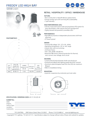 LED High Bay Lighting Specification Form