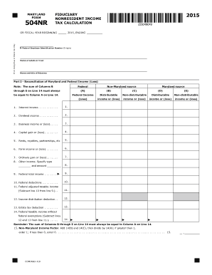 Maryland Fiduciary Nonresident Income Tax Form 504NR