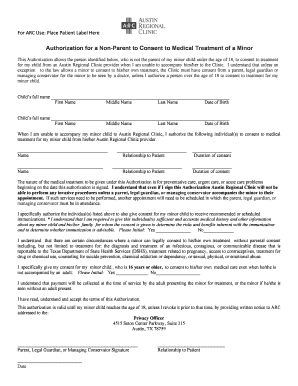 Child medical consent form - Authorization for a Non-Parent to Consent to Medical Treatment of a Minor