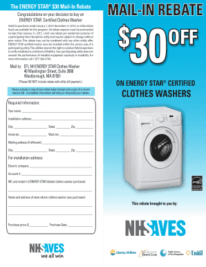 ENERGY STAR Clothes Washer Mail-In Rebate Form
