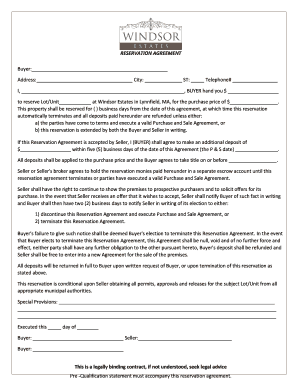 Residential Property Reservation Agreement