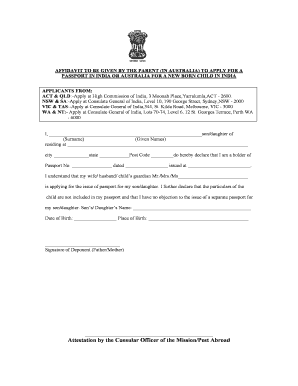 Affidavit for Newborn Passport Application