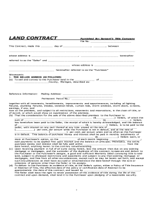 Michigan Land Contract Agreement