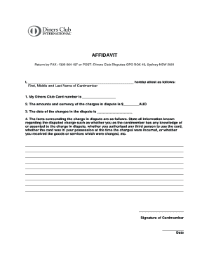 Diners Club Dispute Affidavit