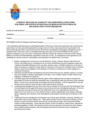Diocese of Venice Consent and Release Form
