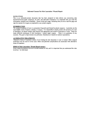 Informed Consent for Skin Laceration Wound Repair