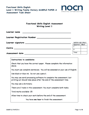 Functional Skills English Level 1 Writing Assessment