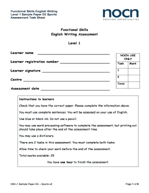 Functional Skills English Writing Assessment