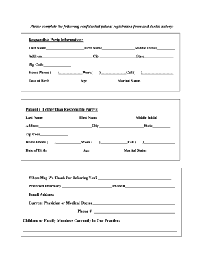 Patient Registration and Dental History Form