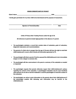 Minor Consent and Privacy Limits Form