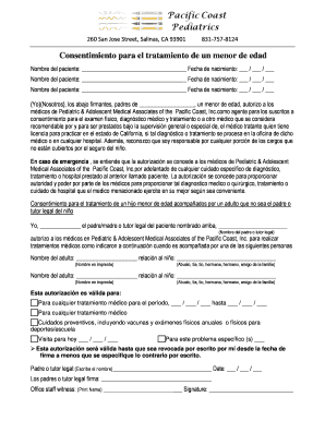 Consentimiento para el tratamiento de un menor de edad