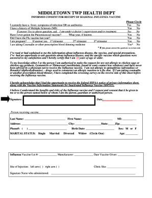 Informed Consent for Seasonal Influenza Vaccine