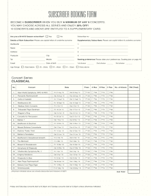 Subscriber Booking Form