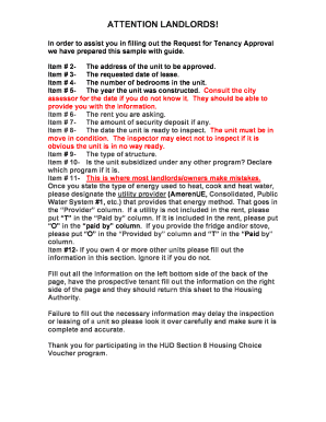 Request for Tenancy Approval
