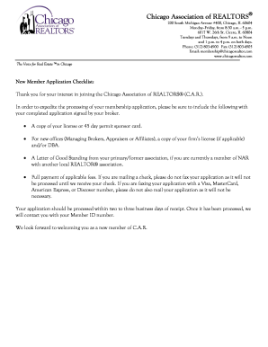 Chicago Association of REALTORS Membership Application