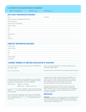 Greater Nashville Association of REALTORS Membership Application