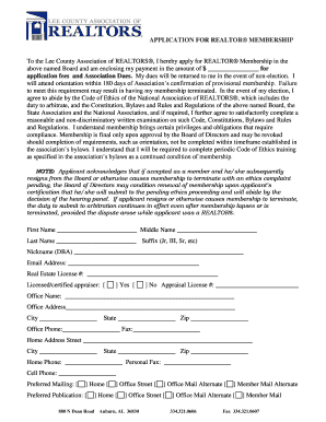 Realtor Membership Application Form