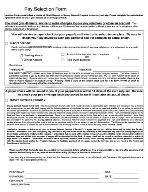 Pay Selection Form