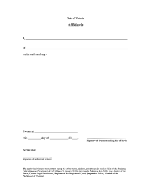 Victoria Affidavit Form