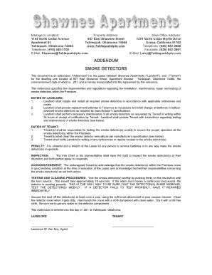 Smoke Detector Addendum to Lease