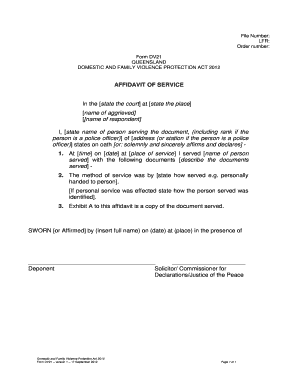 Affidavit of Service Form DV21