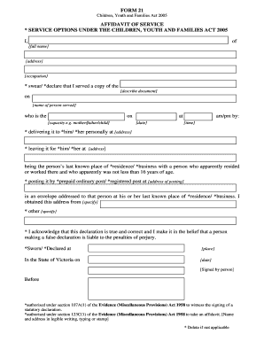 Affidavit of Service Form 21