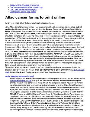Aflac Cancer Screening Wellness Benefit Claim Form