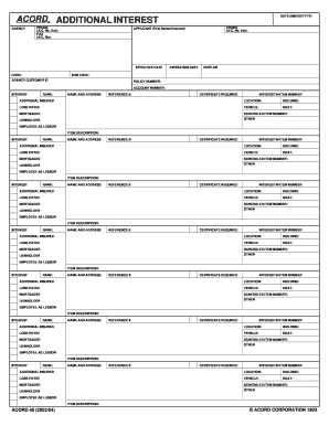 ACORD 45 Insurance Certificate Request Form