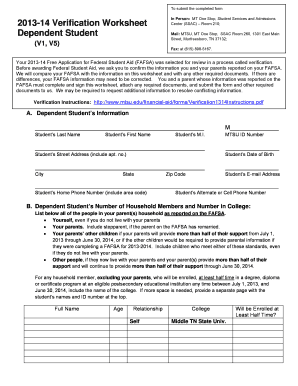 2013-14 Verification Worksheet