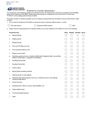 USPS Hawthorne Post Office Questionnaire