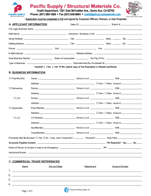 Business Credit Application and Agreement