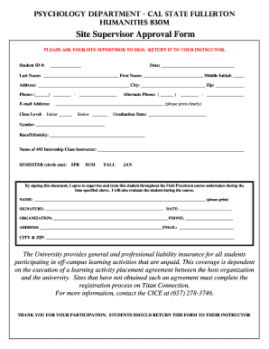 Site Supervisor Approval Form