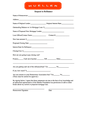 Request to Refinance Mortgage