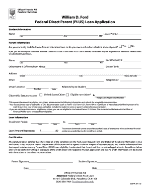 Federal Direct Parent PLUS Loan Application