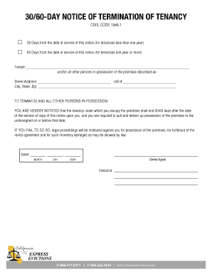 30/60-Day Notice of Termination of Tenancy