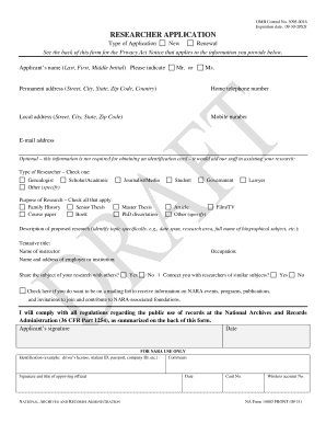 Researcher Application Form