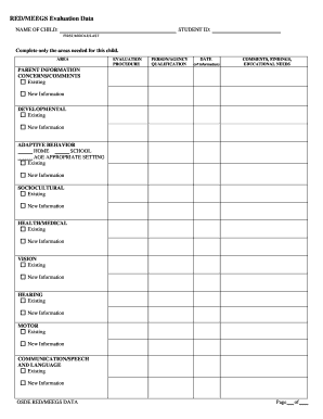 RED/MEEGS Evaluation Form