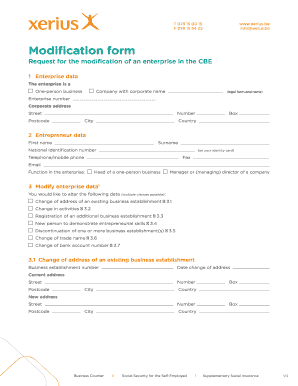 Belgium Enterprise Modification Form