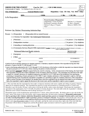 Virginia Order for Treatment