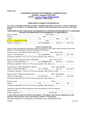 Tennessee Employee's Choice of Physician Form