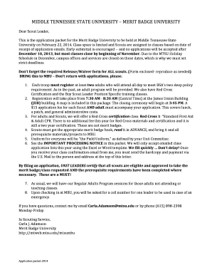 Merit Badge University Application Packet
