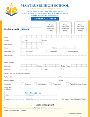 Maatrusri High School Admission Form 15032014