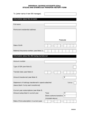 Stocks and Shares ISA Transfer Form
