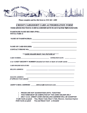 Credit Card Authorization Form
