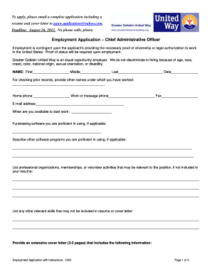 Ggu assignment front page - Employment Application Chief Administrative Officer - greatergallatinunitedway