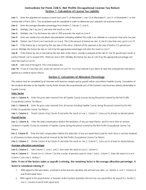 Form 228-S Net Profits Occupational License Tax Return
