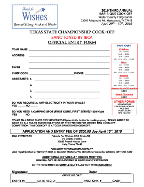 Texas State Championship cook-off SANCTIONED BY - friendsforwishes